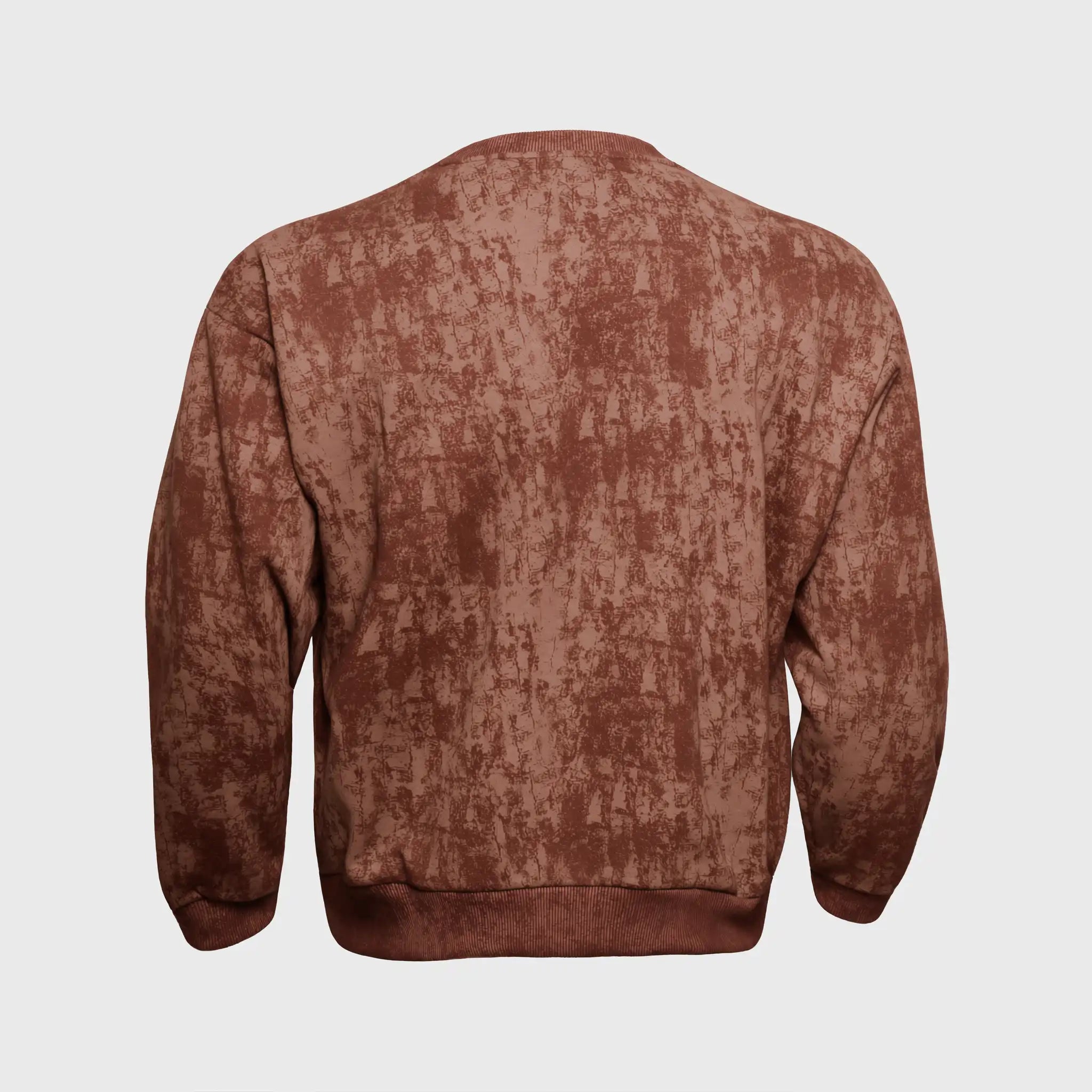 Brown textured sweater on a light gray background