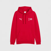 Red hoodie with Puma logo on a light gray background
