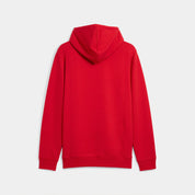 Red hoodie on a light gray background