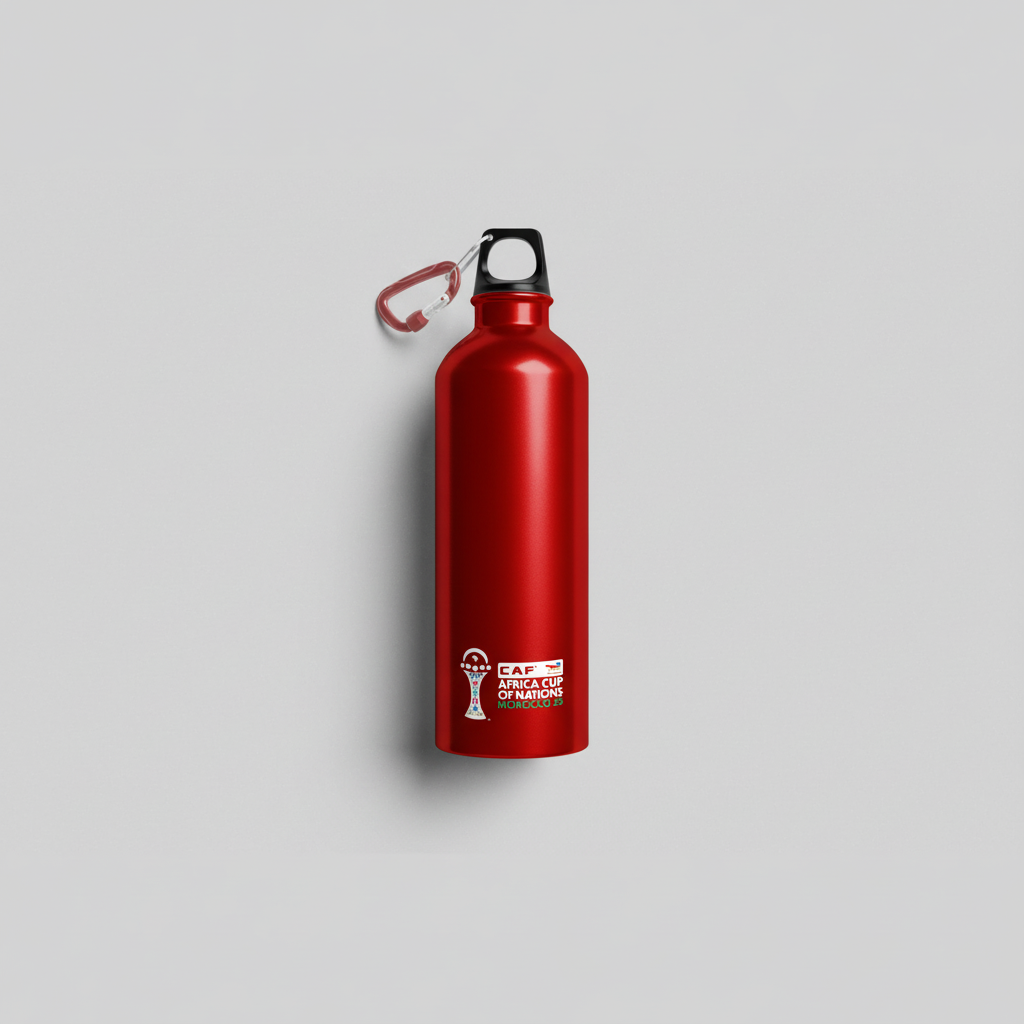 Shiny Red Bottle with CAF Morocco 25 Logo