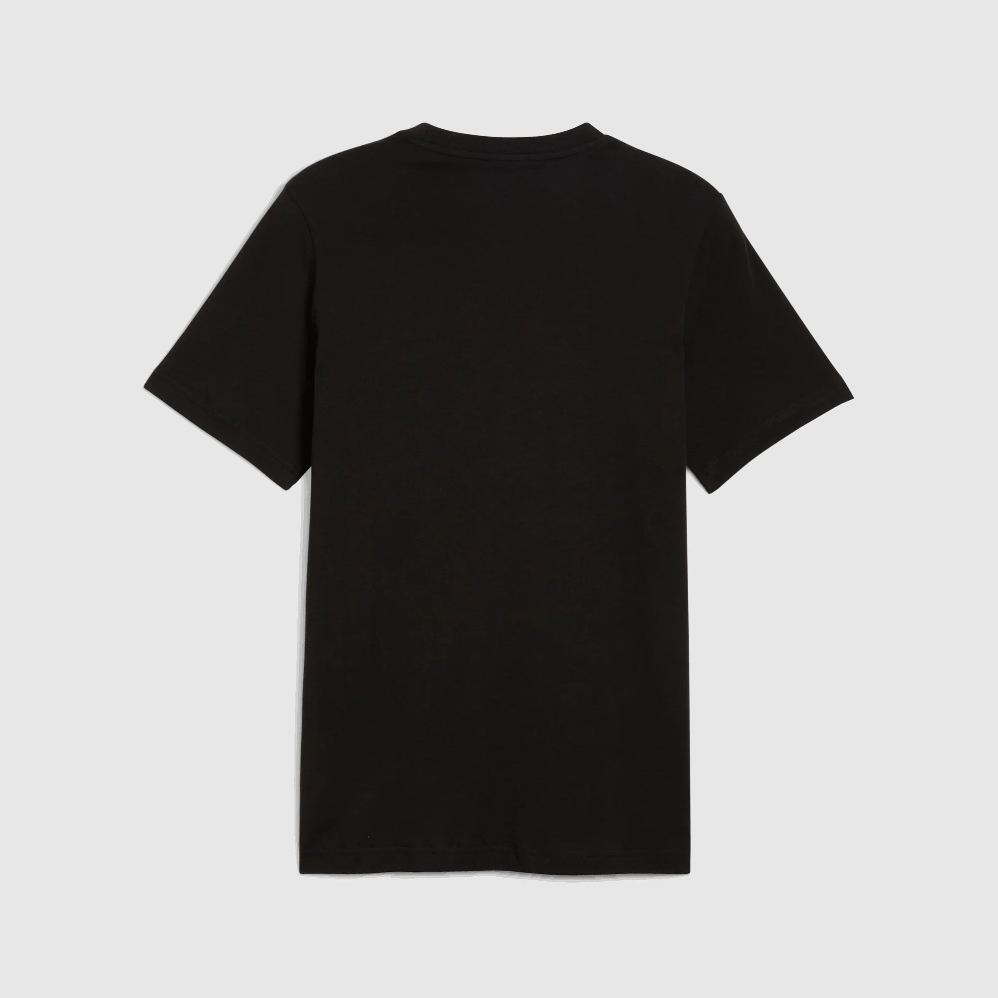Black t-shirt on a light gray background