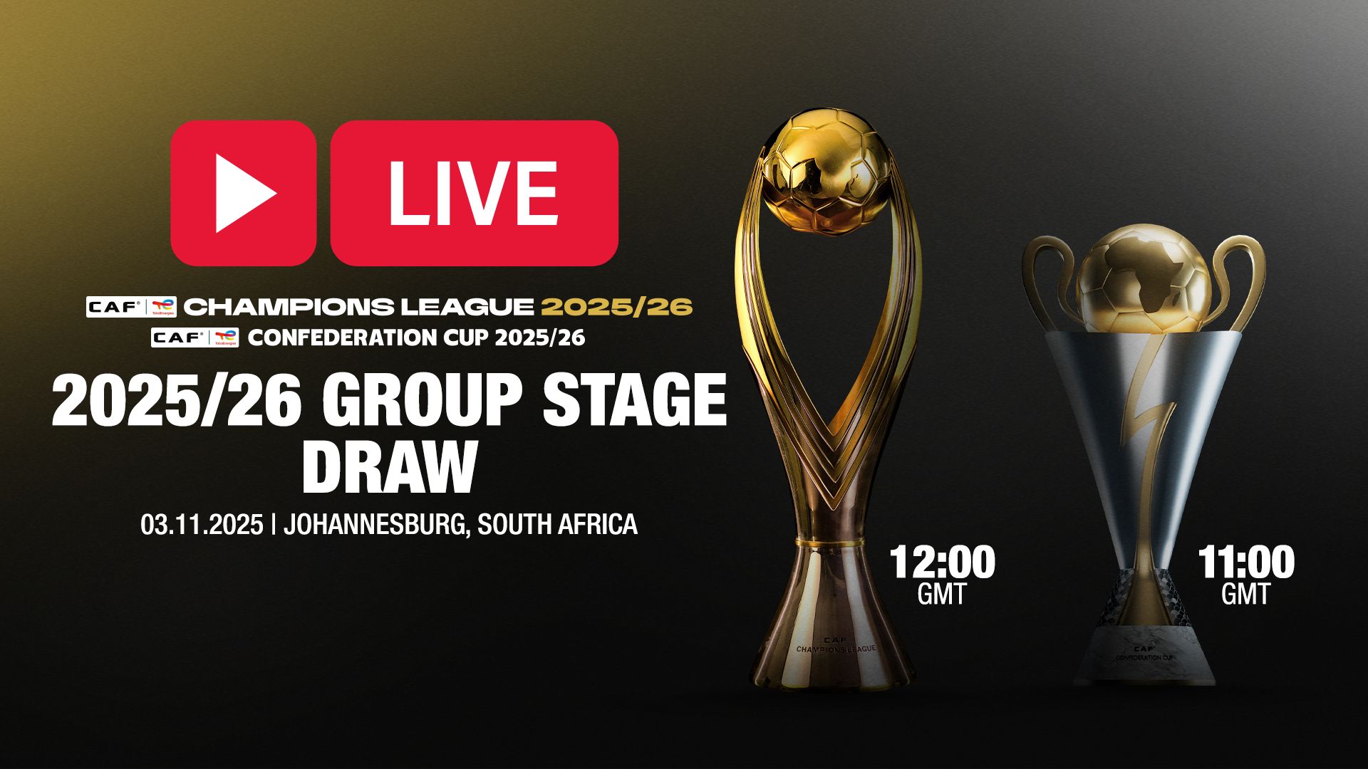 Watch the CAF TotalEnergies Champions League & Confederation Cup Draw LIVE — Monday, 13:00 SA / 11:00 GMT