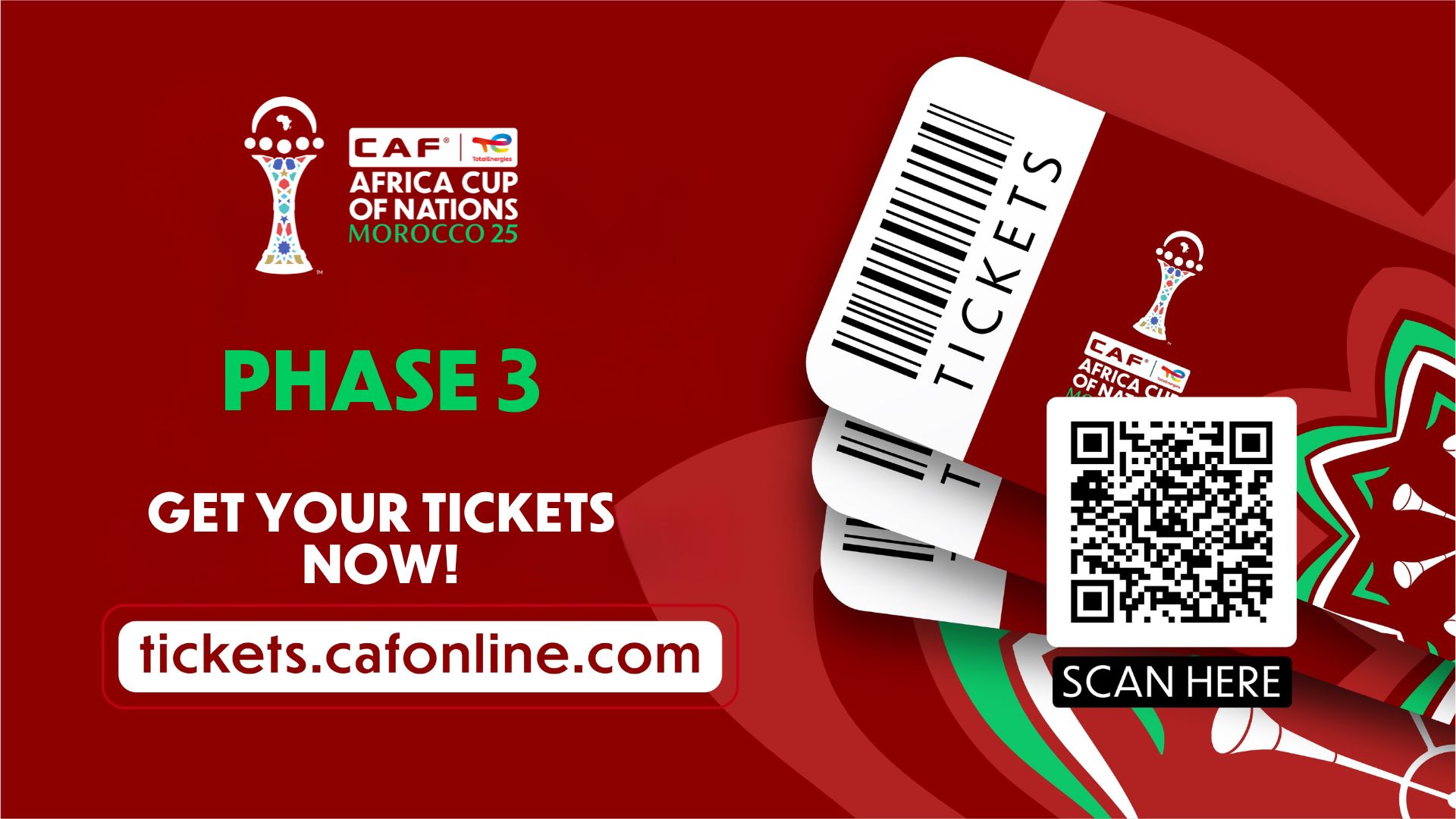 Third phase of TotalEnergies CAF AFCON Morocco 2025 ticket sales opens on 15 November amid unprecedented global demand